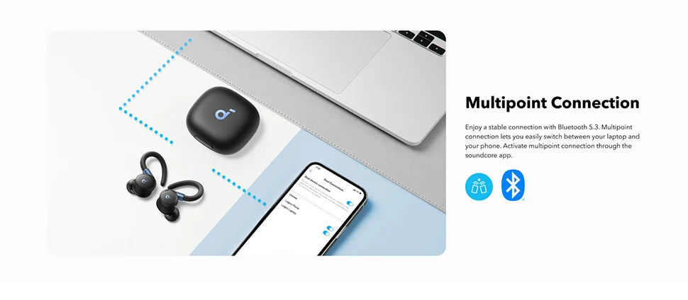 Soundcore Anker Sport X20 Écouteurs Bluetooth True Wireless – Crochets Oreille Sport | Workout & Fitness