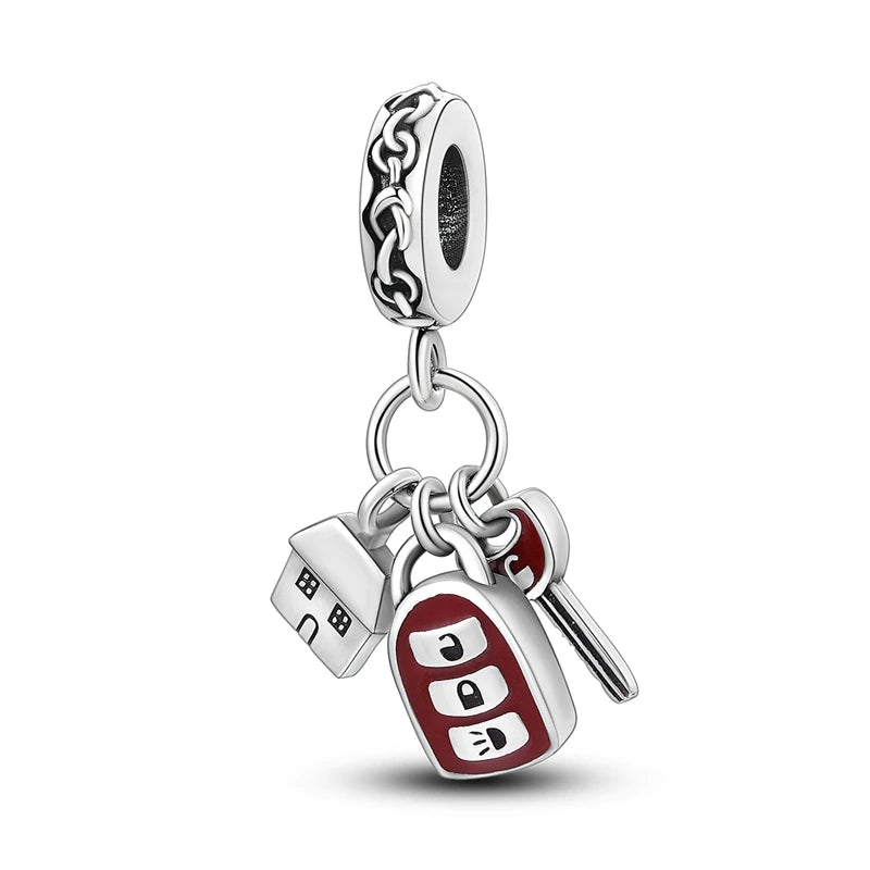 Charm Perle Argent 925 DIY — Avion Tour Appareil Photo Bracelet Collier Femme