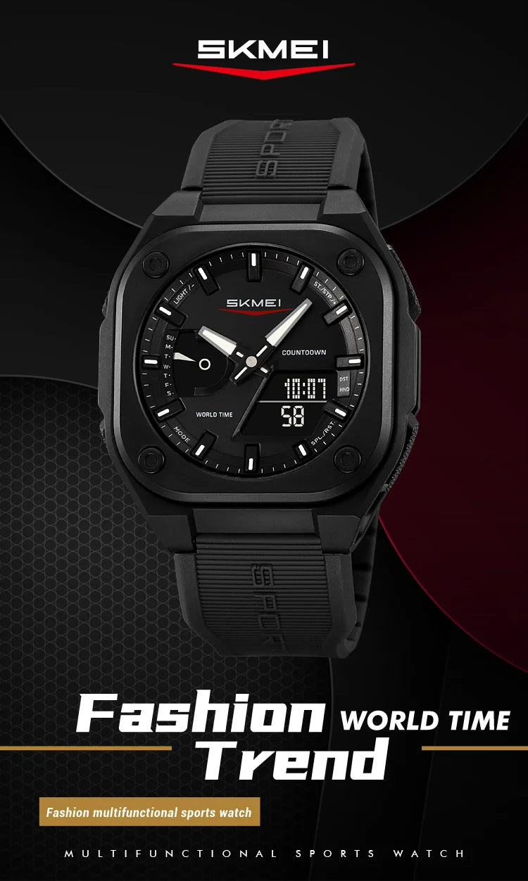 Montre Unisexe SKMEI Business Digital Quartz – Sport Étanche Multifonction Fashion