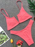 Bikini Femme 2 Pièces Denim Effet Jeans Tanga V Push-Up – Maillot de Bain Sexy Été & Plage