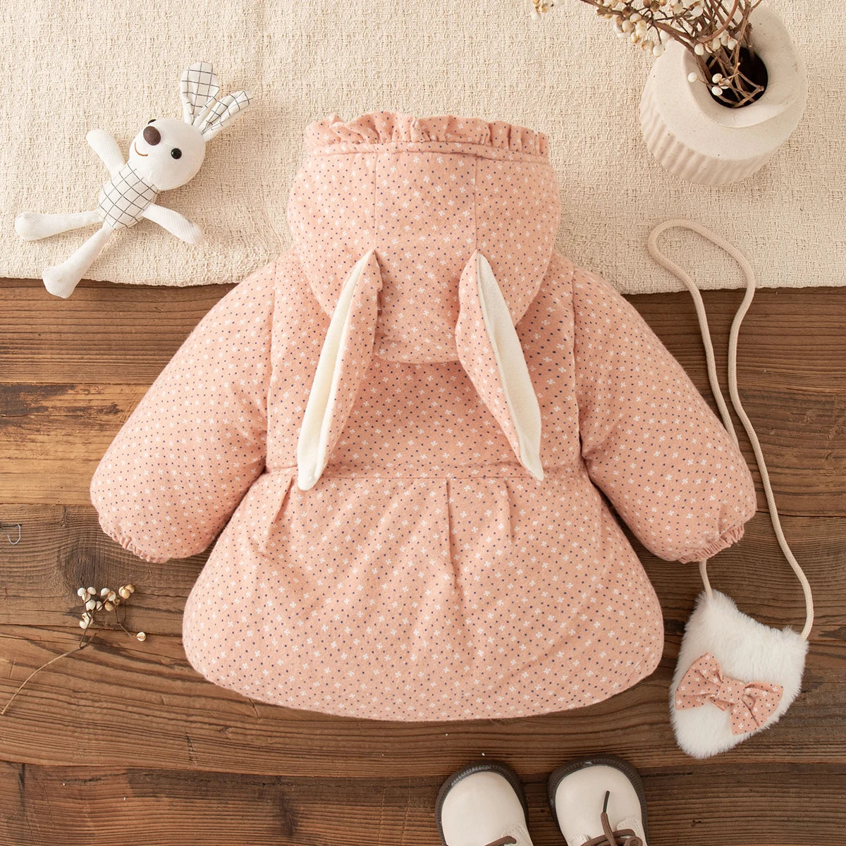 Veste Bébé Fille Hiver à Capuche – Manteau Chaud Épais Mignon 9 Mois à 3 Ans