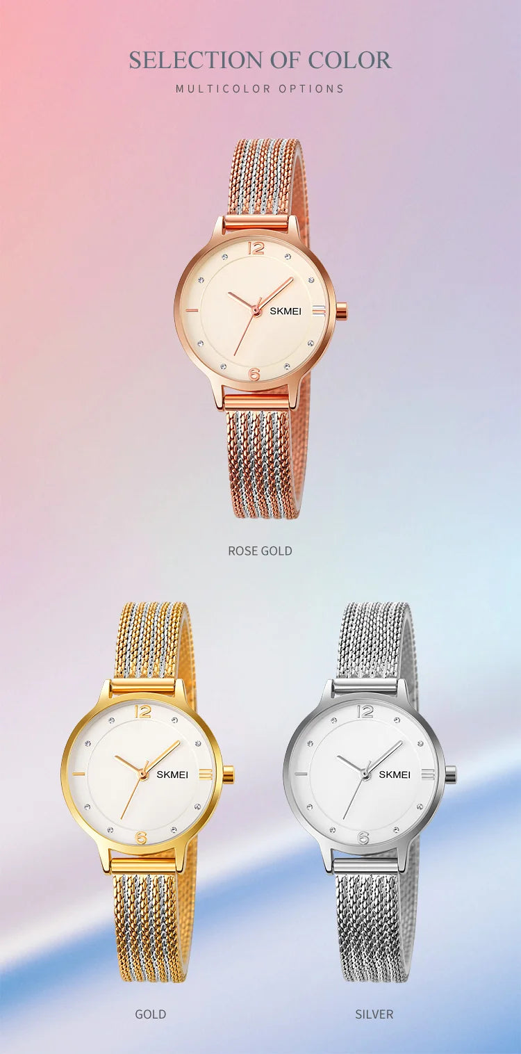 Montre Femme SKMEI 1874 Quartz Japonais Bracelet Acier Inoxydable – Fashion Luxe Élégante