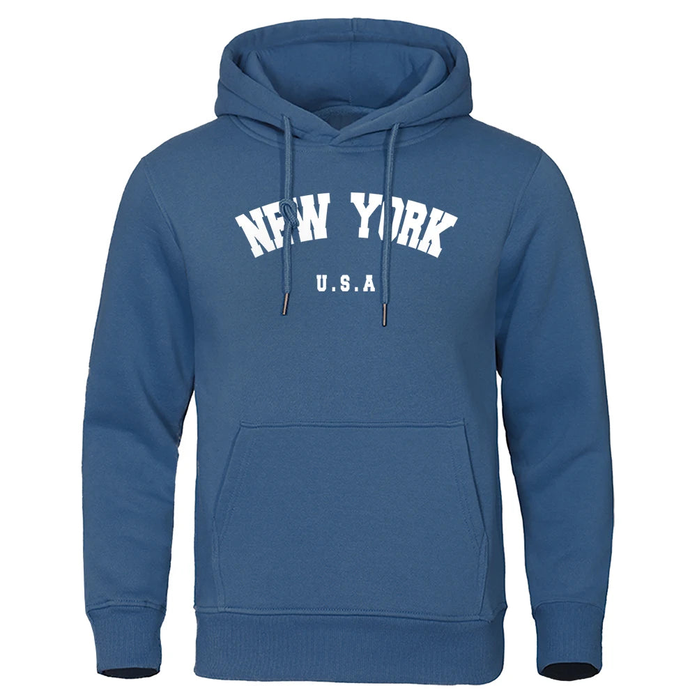 Sweat à Capuche Homme New York Imprimé USA City Manches Longues Oversize Loose Casual Streetwear Pullover Hoodie Tendance Confortable – Hoodie Americana Premium New York | Mode Homme Streetwear Premium