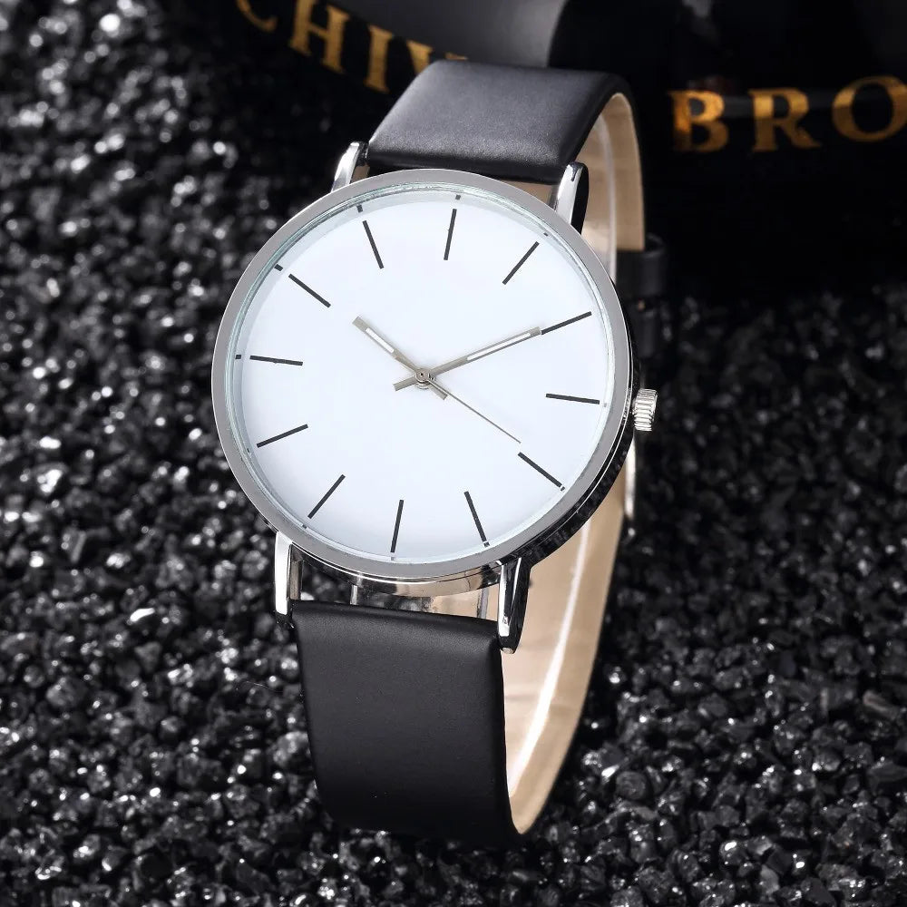 Unisex Quarzuhr Analog Rundes Zifferblatt Lederarmband – Luxus Fashion Casual Herren & Damen