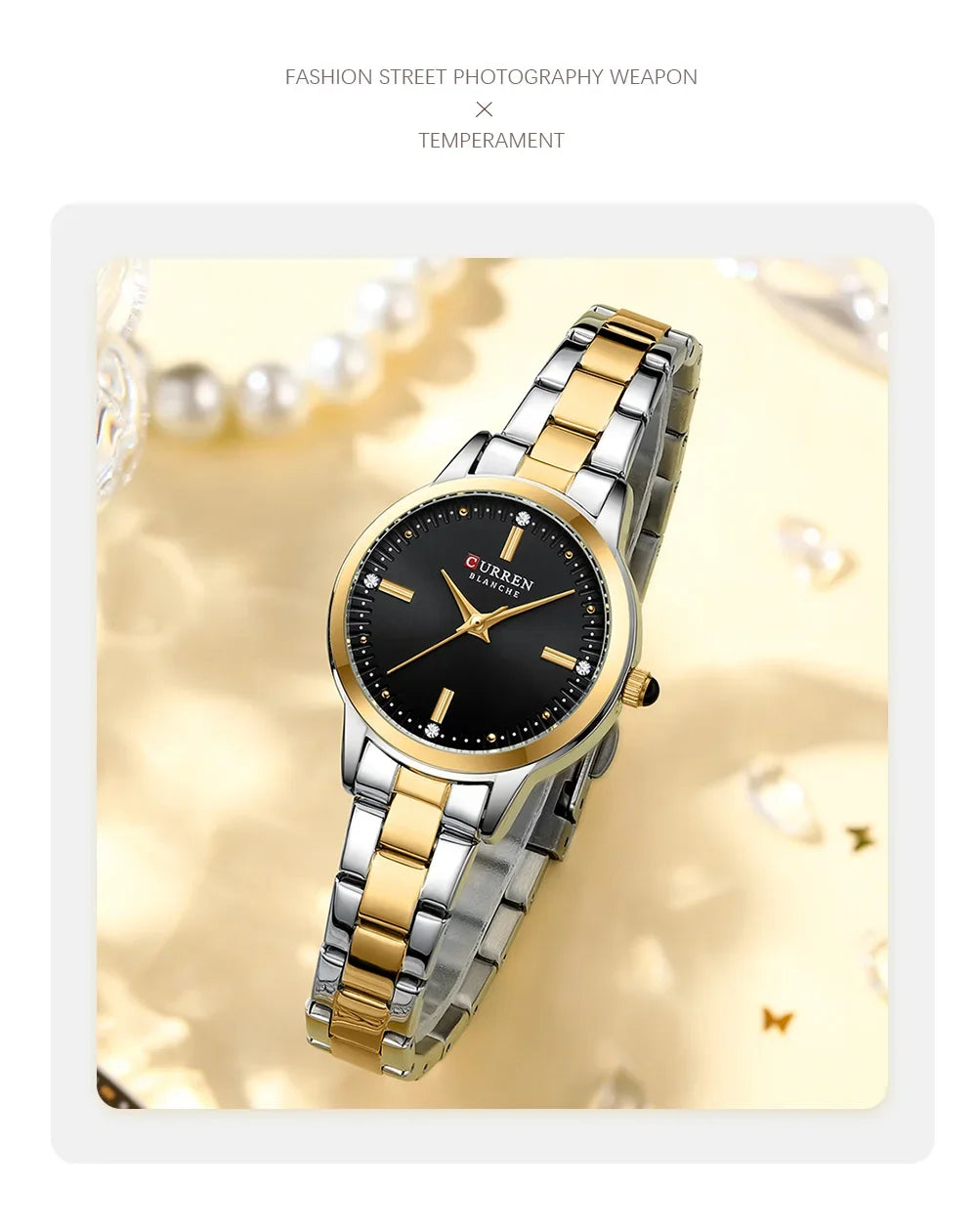 Montre Femme Luxe CURREN Dorée Quartz Acier Inoxydable – Étanche Élégante Minimaliste