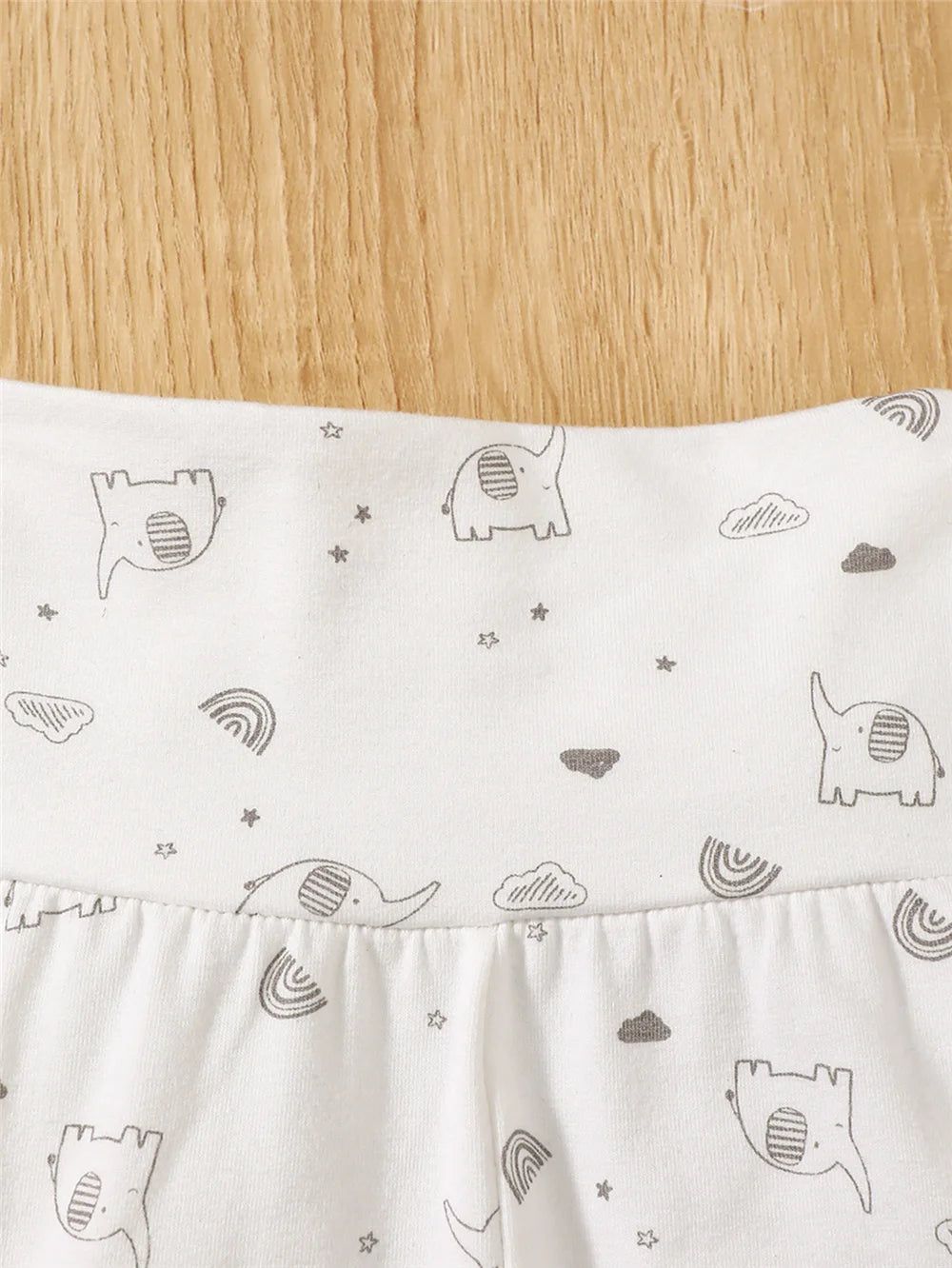 Tenue 3 Pièces Bébé Éléphant – Top Manches Longues + Pantalon + Bonnet Printemps Automne 0-9 Mois