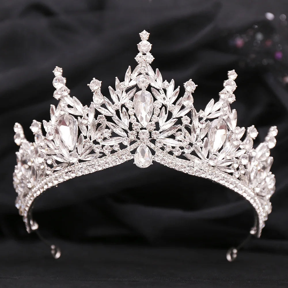 DIEZI Parure Couronne Baroque Mariage Cristal Opale – Tiare Collier Boucles Princesse