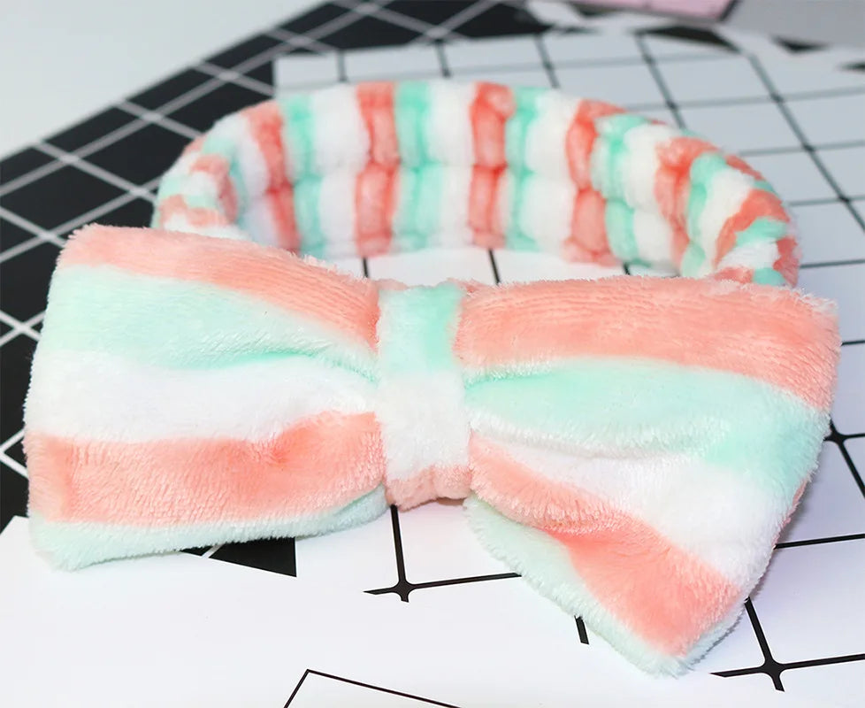 Bandeau Maquillage Oreilles de Lapin Coral Fleece – Élastique Doux | Soin Visage & Coiffure Fille