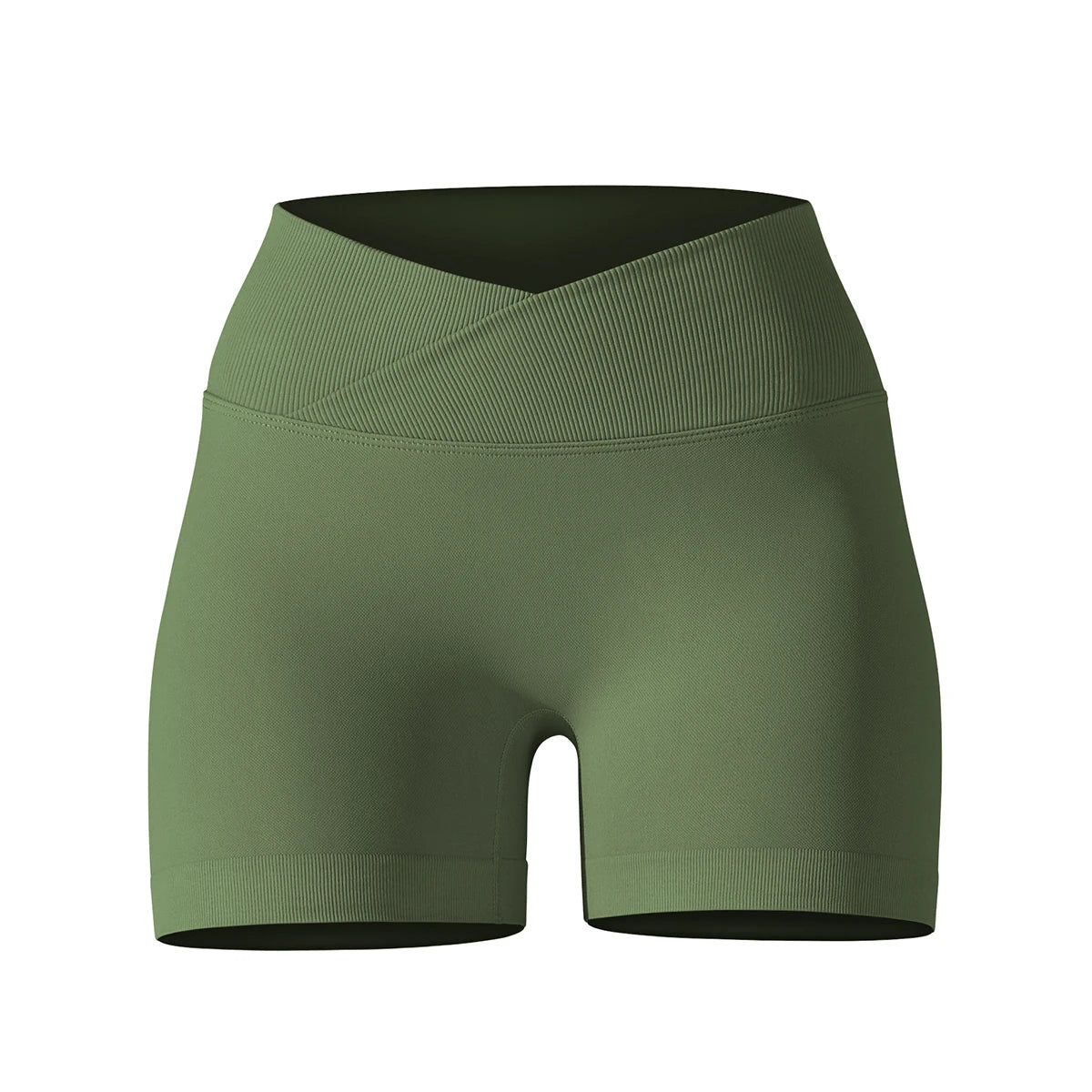 Short Yoga Femme Taille Haute Croisée Gainant Fessier Gym Running Fitness – Short Sport Sculptant Élastique | Mode Athleisure