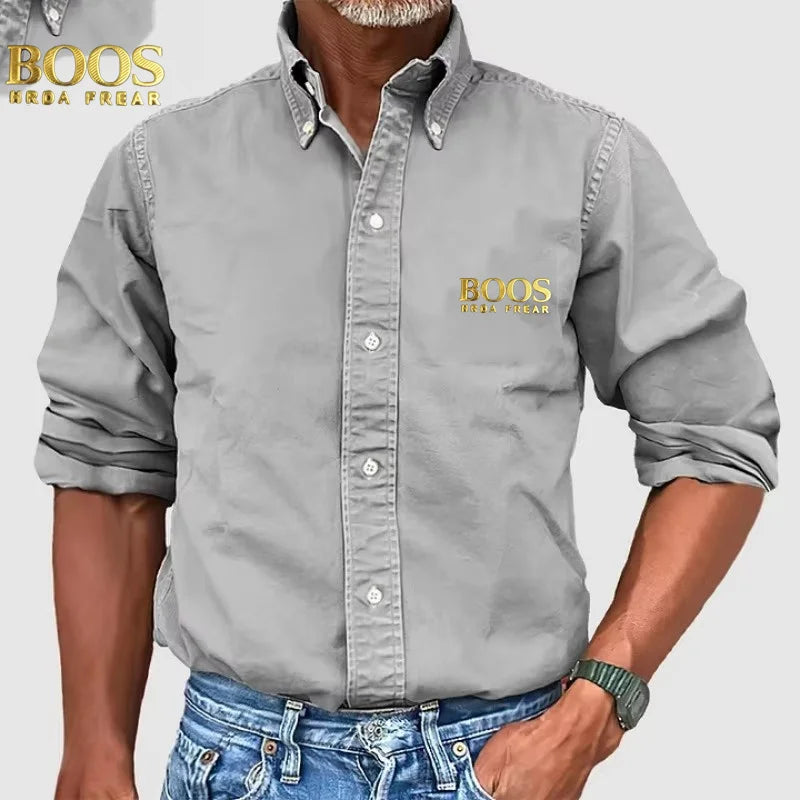 Chemise Homme Couleur Unie Col Boutonné 4 Saisons – Casual Business Urbain Polyvalent Raffiné | Mode Homme