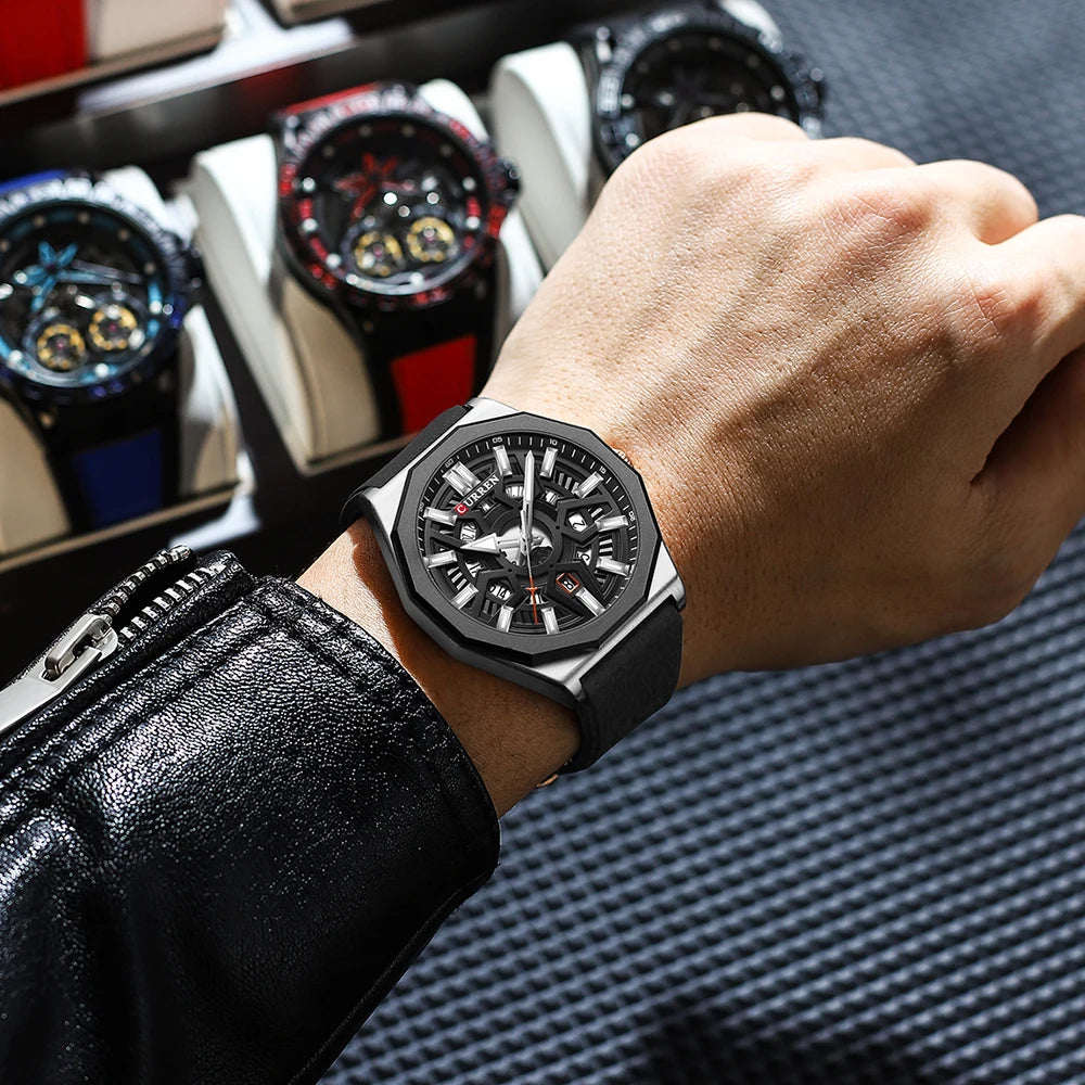 Montre Homme CURREN Design Créatif Quartz Silicone Lumineux Date – Fashion Sport Élégant