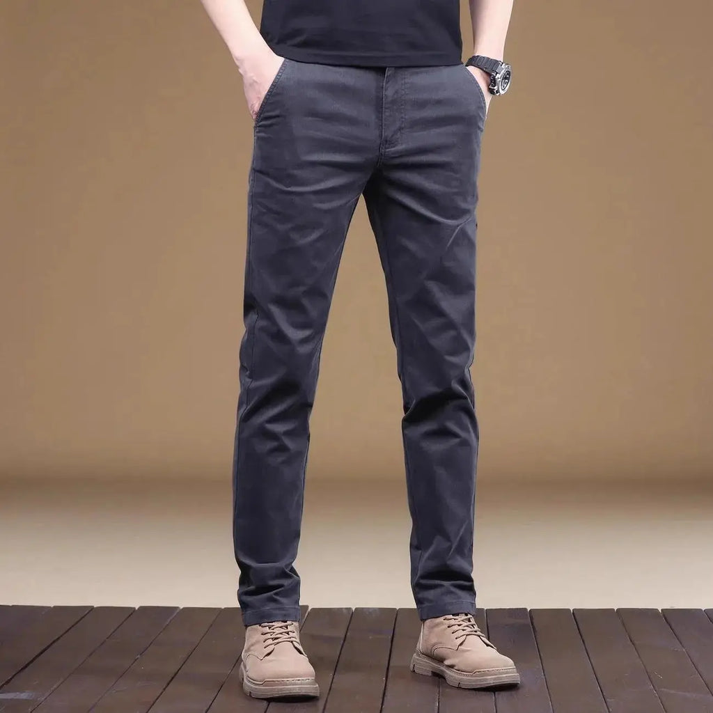 Pantalon Homme Coton Léger Été – Slim Droit Élastique Business Casual Polyvalent | Mode Homme Premium