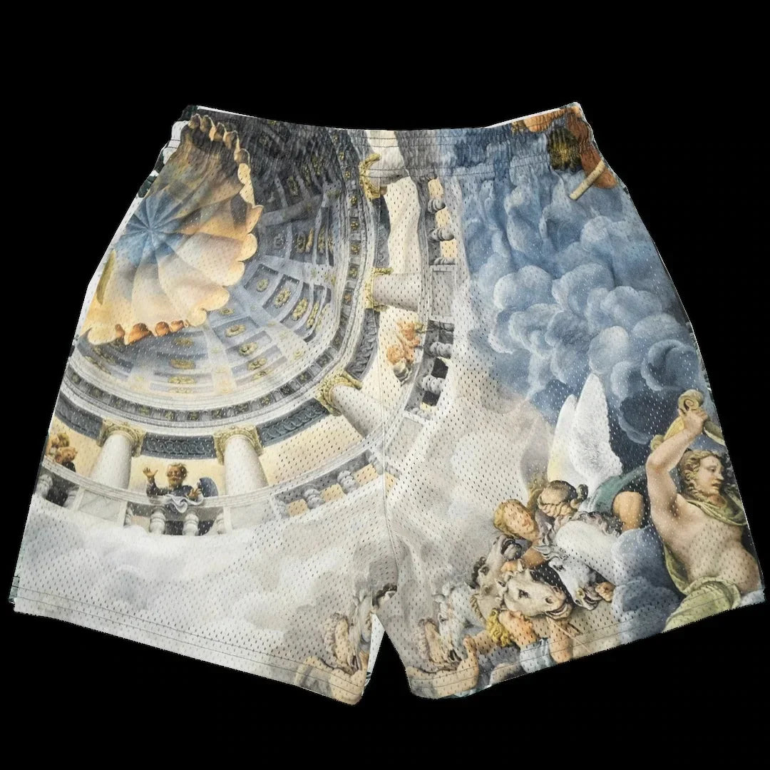 Short Homme Été Rose Broderie Casual Streetwear Hip Hop Fitness Polyester Séchage Rapide Respirant – Short Sport Tendance | Mode Homme Urban