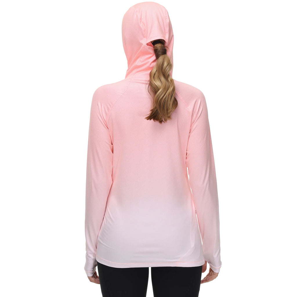 Bassdash Hoodie Anti-UV UPF 50+ Damen – Integrierte Gesichtsbedeckung & Daumenlöcher | Schnelltrocknend & Atmungsaktiv | Angeln, Wandern & Radfahren