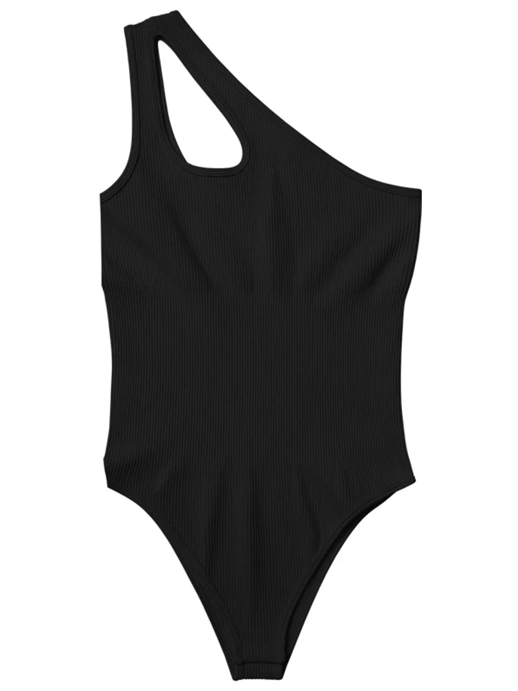 Body Yoga Femme Une Épaule – Gainant, Sexy & Respirant | Fitness, Workout & Yoga | Couleur Unie Sans Manches