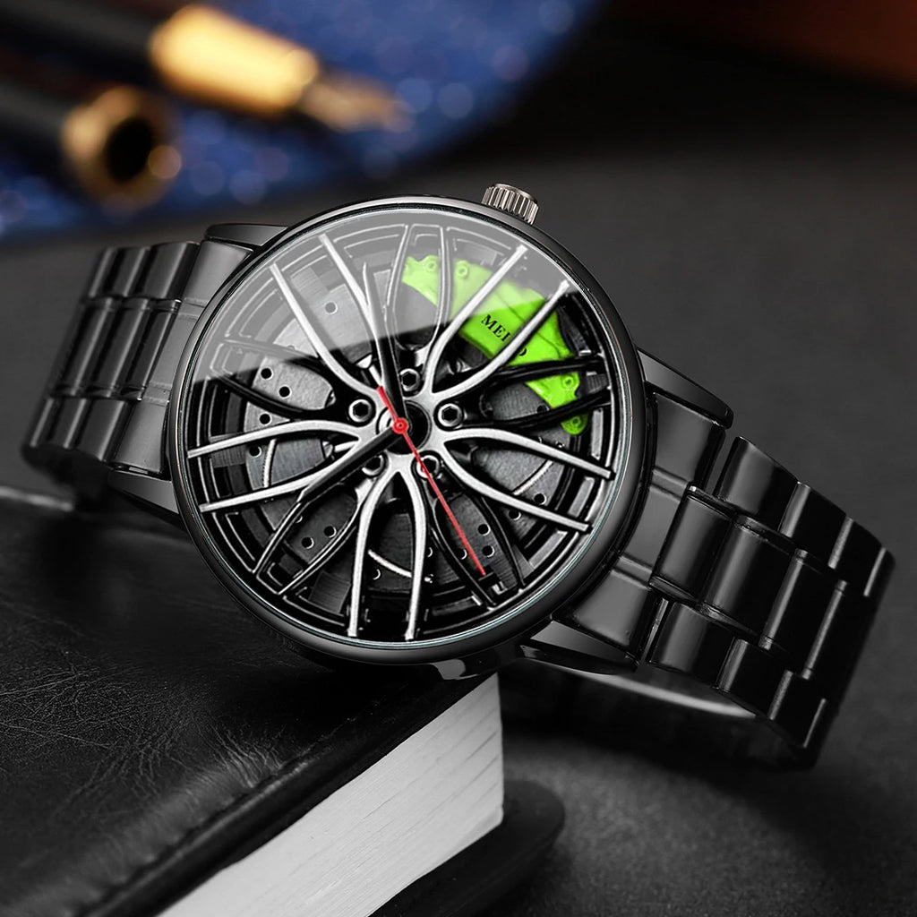Montre Homme Sport Roue 3D Auto – Bracelet Acier Inoxydable Business Fashion