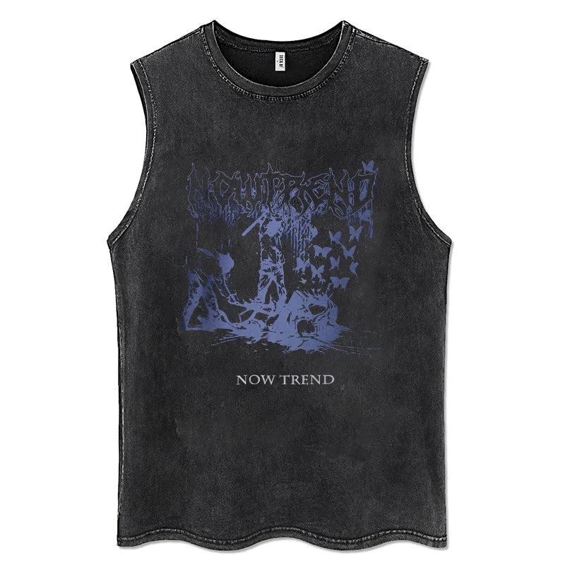 Débardeur Unisexe Y2K 100% Coton Vintage Noir Hip Hop Punk Rock Sans Manches Gothic Goth Vest Alternatif Tendance – Débardeur Y2K Premium Vintage Goth | Mode Unisexe Y2K Alternatif Premium