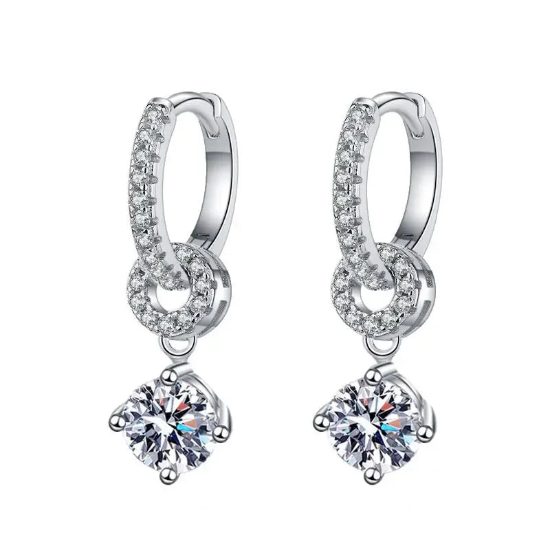 Boucles d'Oreilles Pendantes Moissanite Argent 925 — Bijou Luxe Mariage Anniversaire