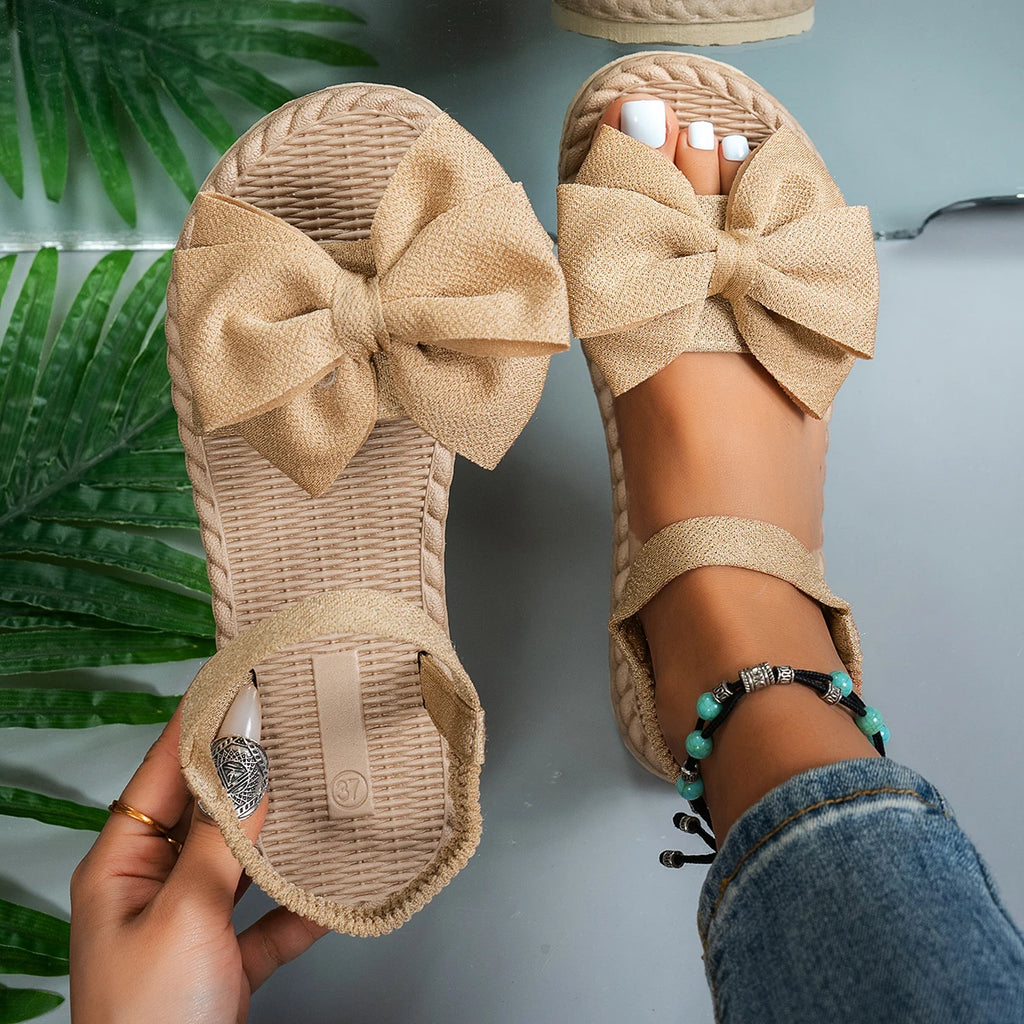 Mules Bow Tie Légères Femme Plage 2024 – Sandales Flat Casual Slides Home Outdoor