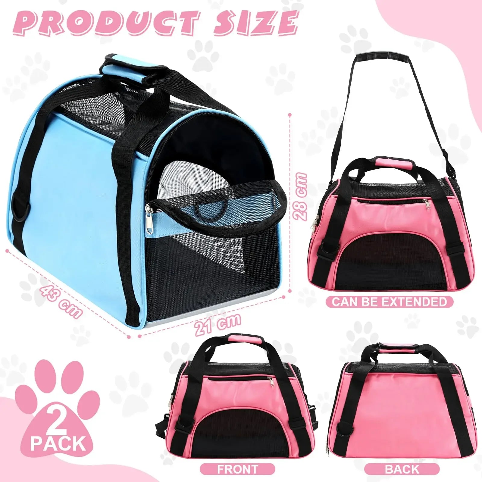 Sac Transport Chat & Chien Portable Mesh Respirant Pliable – Sac à Main Voyage Petite Race | Transport Animaux de Compagnie