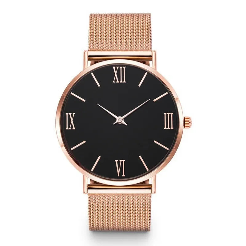 Montre Femme Luxe Quartz Analogique Bracelet Maille Métal – Simple Élégante Fashion Casual