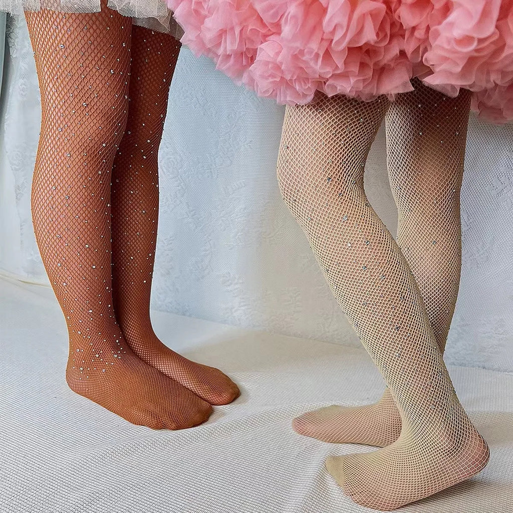 Strass-Netzstrumpfhose für Mädchen – Elastische Netzstrümpfe für Kinder, Damenmode, Trend
