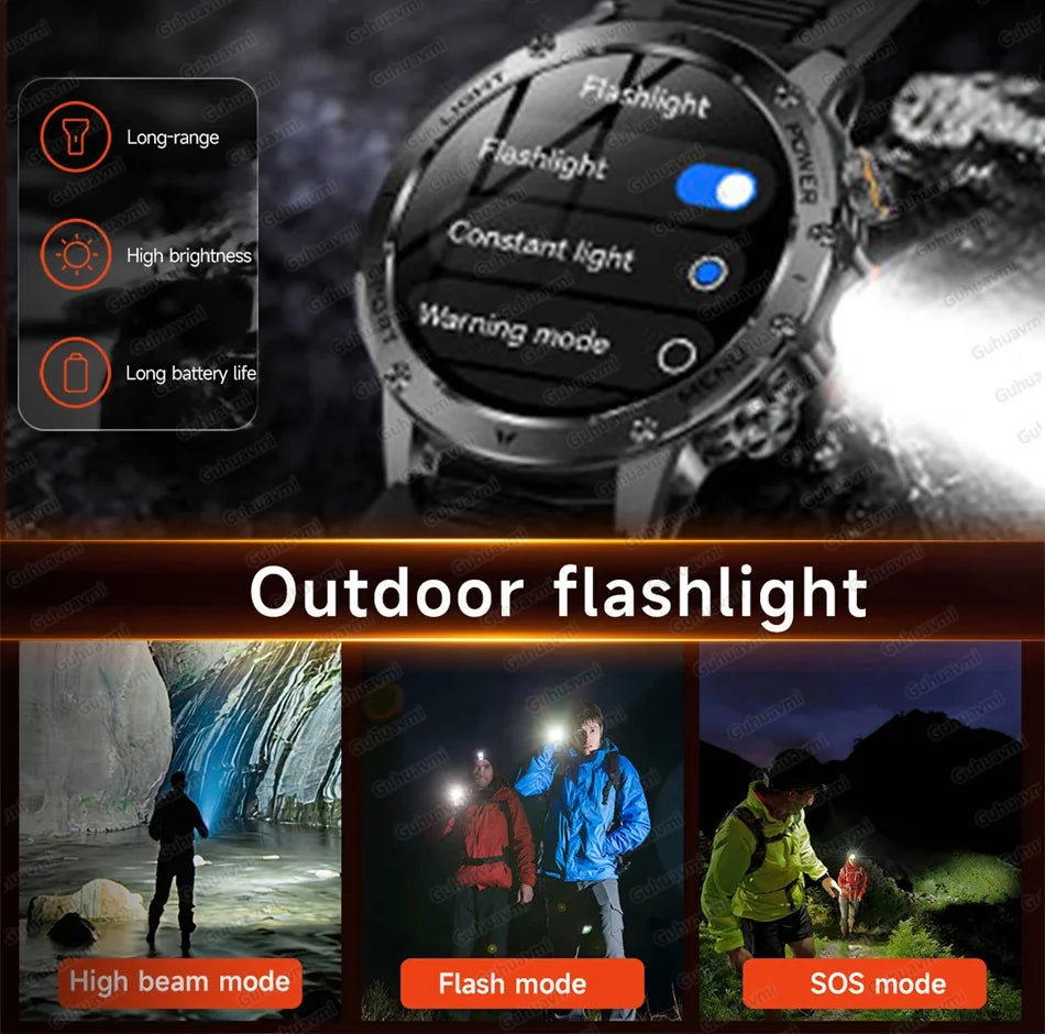 Smartwatch Militaire Homme GPS NFC 3ATM – Montre Connectée Bluetooth 1.7" HD 1000mAh Étanche