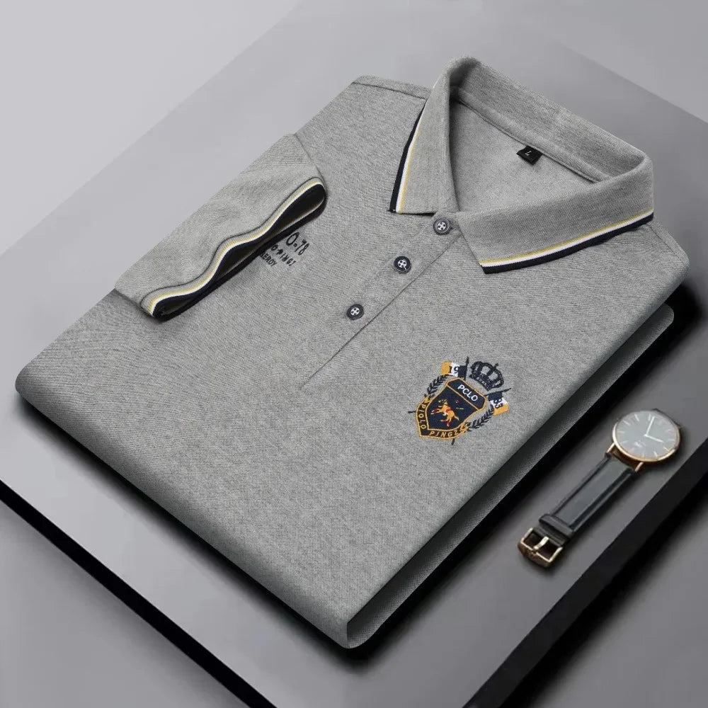 Polo Homme Manches Courtes Coton Broderie Luxe Col Revers Anti-Froissable Léger Été – Casual Élégant Premium | Mode Homme Tendance
