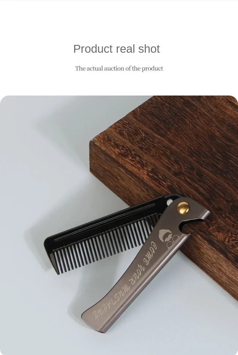 Peigne Pliable Barbe Moustache Massage – Brosse Cheveux Pocket Clip Fait Main Unisexe