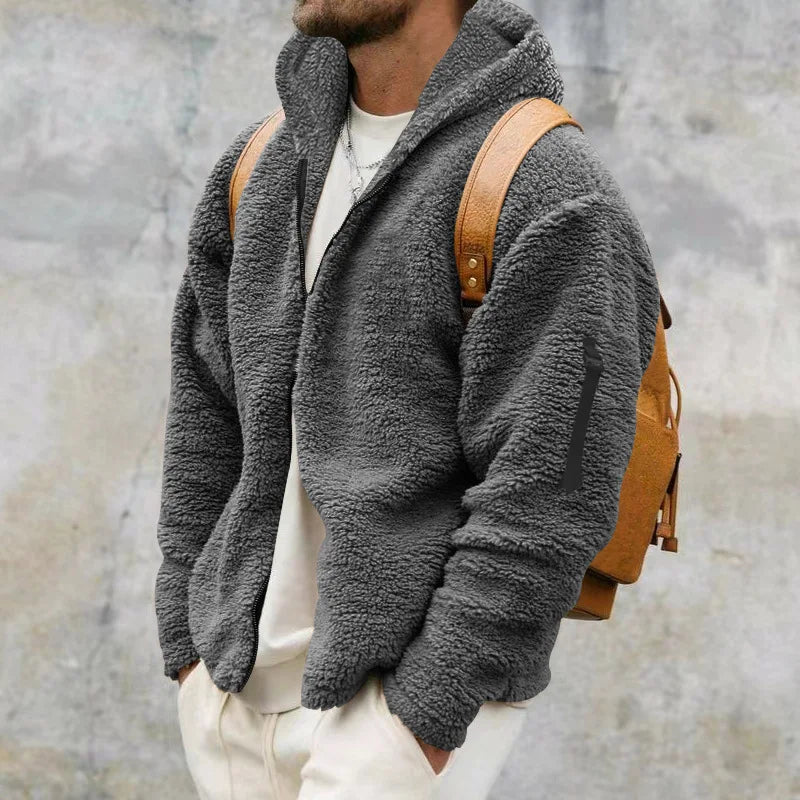 Veste Homme Automne Hiver Polaire Double Face Chaude Capuche Loose Casual Coupe-Vent – Manteau Chaud Tendance Saison Froide | Mode Homme Premium