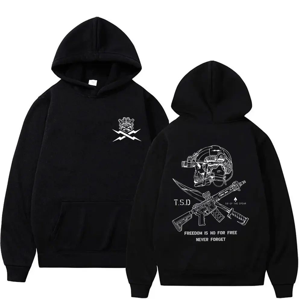 Hoodie Oversize Squelette Sparta Tactical Imprimé – Pullover Streetwear Casual Unisexe | Mode Homme & Femme Premium