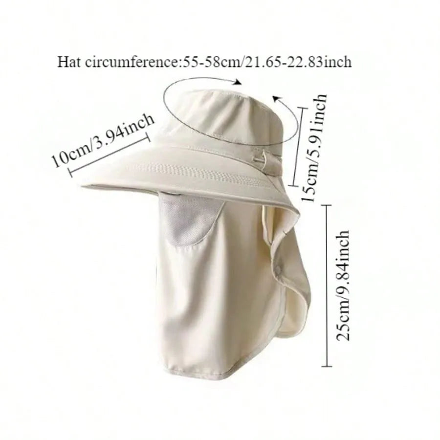 Chapeau Anti-UV Été – Protection Visage & Cou | Large Bord Respirant | Cache-Visage Solaire | Outdoor, Randonnée & Plage