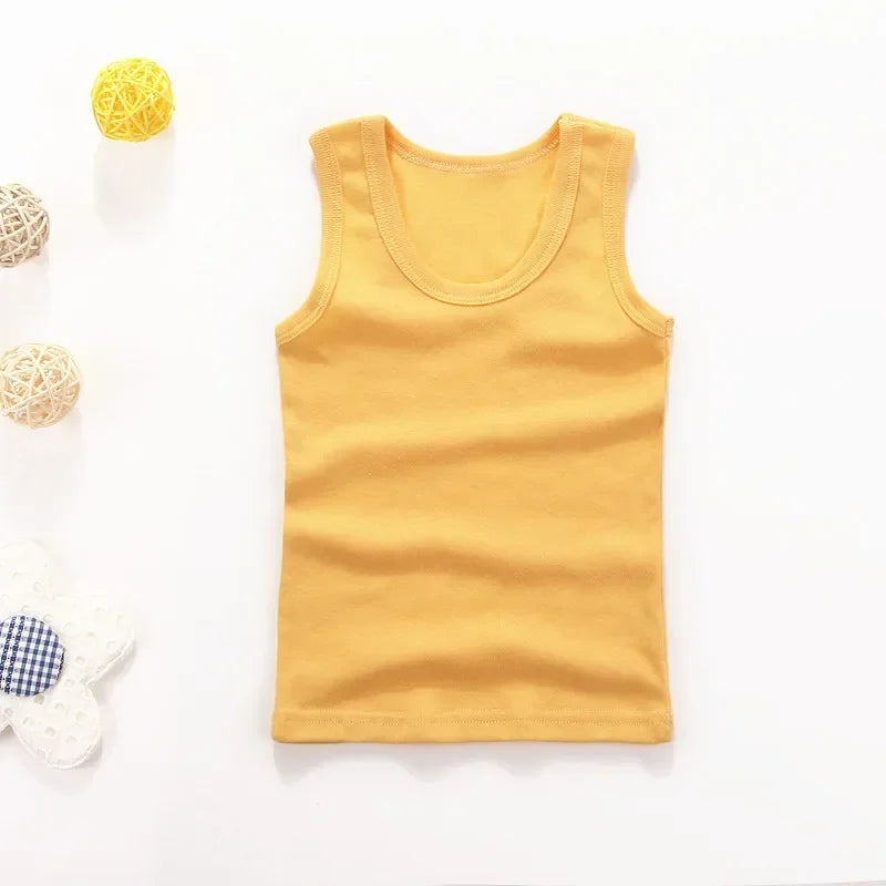 Débardeur Enfant Coton Couleur Unie – T-Shirt Sans Manches Sport Été Garçon Fille Casual