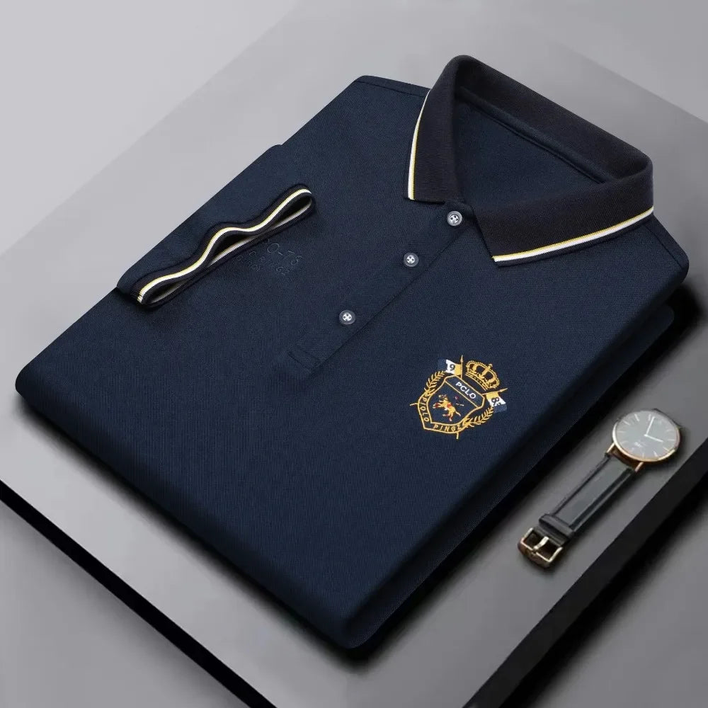 Polo Homme Manches Courtes Coton Broderie Luxe Col Revers Anti-Froissable Léger Été – Casual Élégant Premium | Mode Homme Tendance