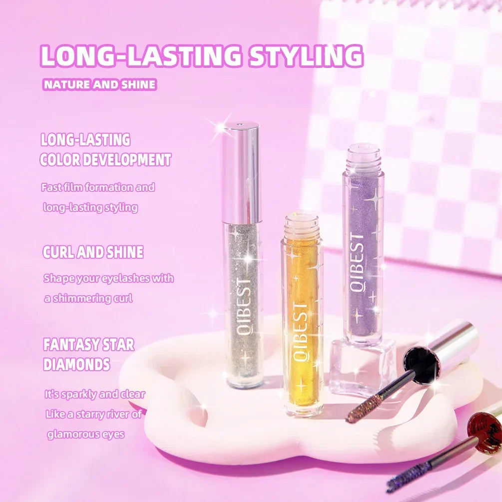Mascara Diamond Galaxy Paillettes Glitter – Waterproof Longue Tenue Courbe & Volume | Shimmer Maquillage Cils