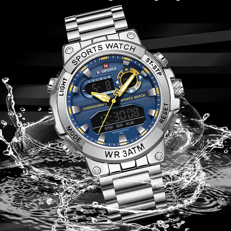 Montre Homme Militaire NAVIFORCE Double Affichage Quartz – Sport Étanche Grand Cadran