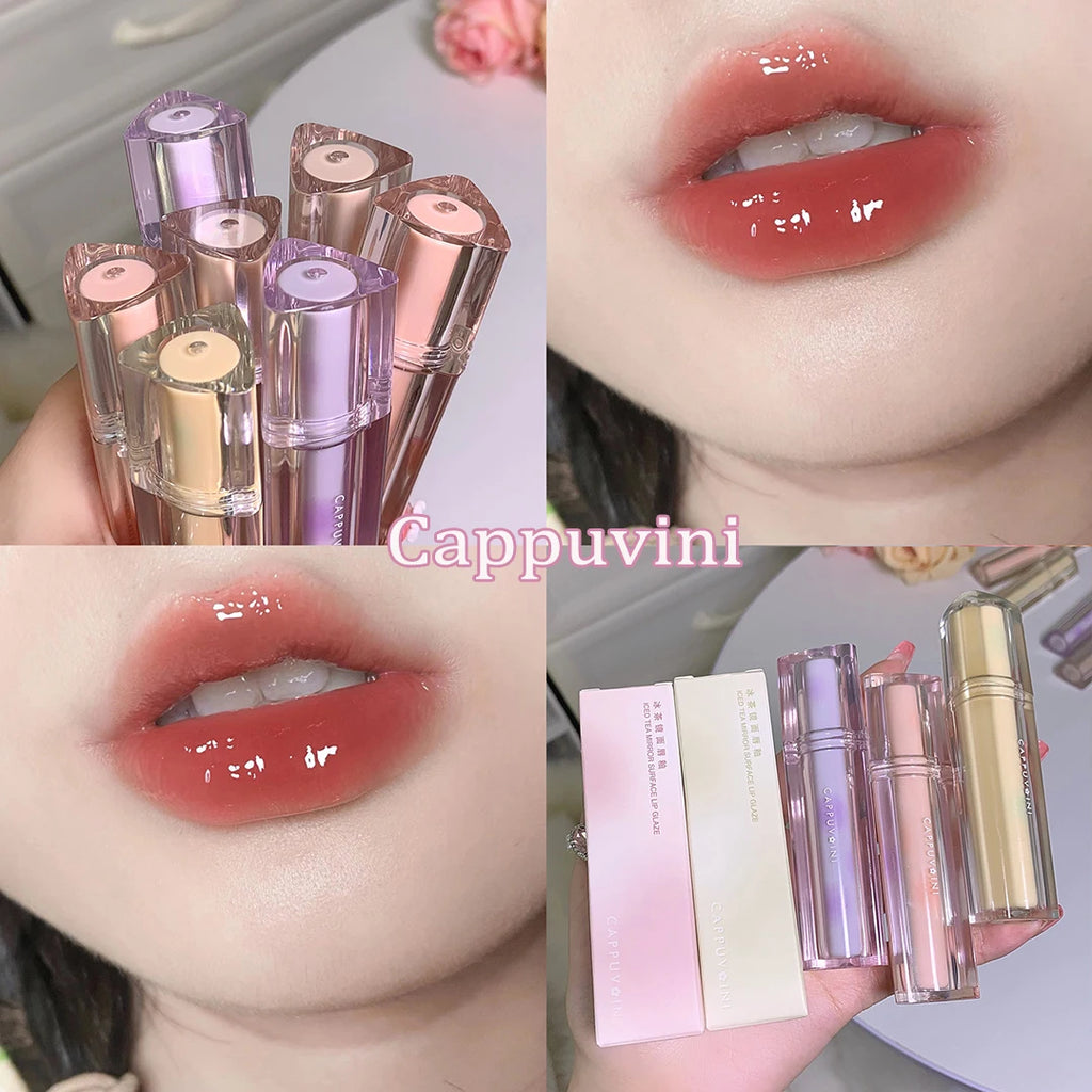 Gloss Miroir Iced Tea – Lip Glaze Jelly Transparent Waterproof | Rouge à Lèvres Liquide Effet Glacé
