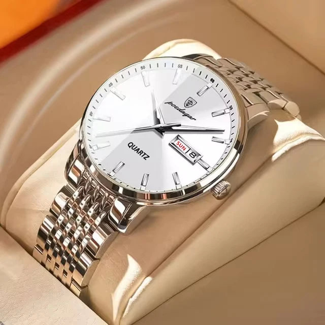 Montre Homme POEDAGAR Luxe Sport Quartz – Acier Lumineux Étanche Date Business
