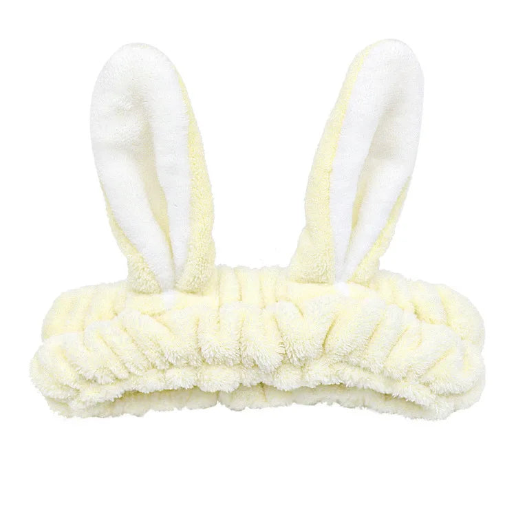 Bandeau Maquillage Oreilles de Lapin Coral Fleece – Élastique Doux | Soin Visage & Coiffure Fille