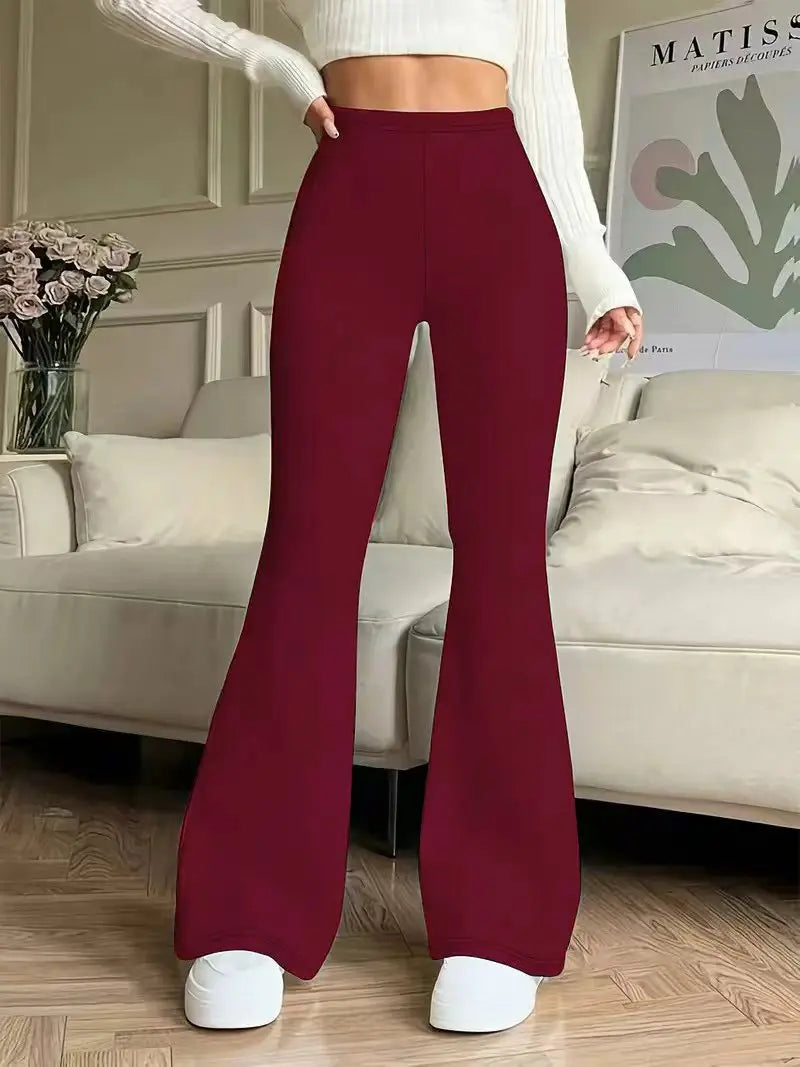 Damen Yoga Flare Hose Hohe Taille Schwarz – Bequeme Elastische Leggings | Fitness & Sport
