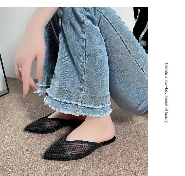Mules Mesh Pointed Toe Slingback Femme 2025 – Respirantes Casual Slides Flip-flops Été