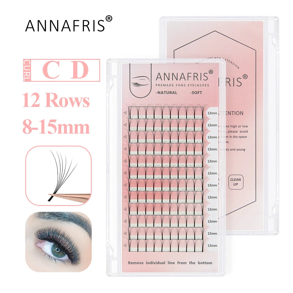 Extensions Cils Individuels ANNAFRIS Korean PBT 8-25mm – Matte Naturel Faux Vison | Fournitures Lashes Professionnel