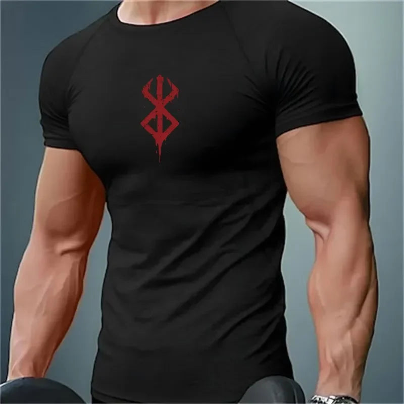 Ensemble Compression Homme Anime Berserk – T-Shirt + Short Gym Séchage Rapide | Running, Fitness & Workout Été | Sportswear Manga