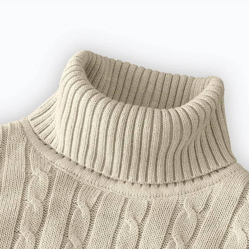 Pull Homme Col Roulé Haut Tricoté Couleur Unie Chaud Casual Laine Pullover Outdoor Hiver Confortable Tendance – Sweater Col Montant Premium Toutes Saisons | Mode Homme Hiver Premium