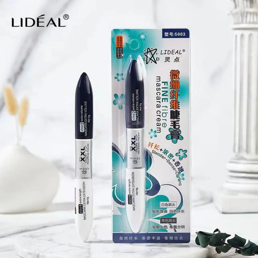 Mascara 4D Soie Fibre 2-en-1 – Allongeant & Courbant | Noir & Blanc XXL