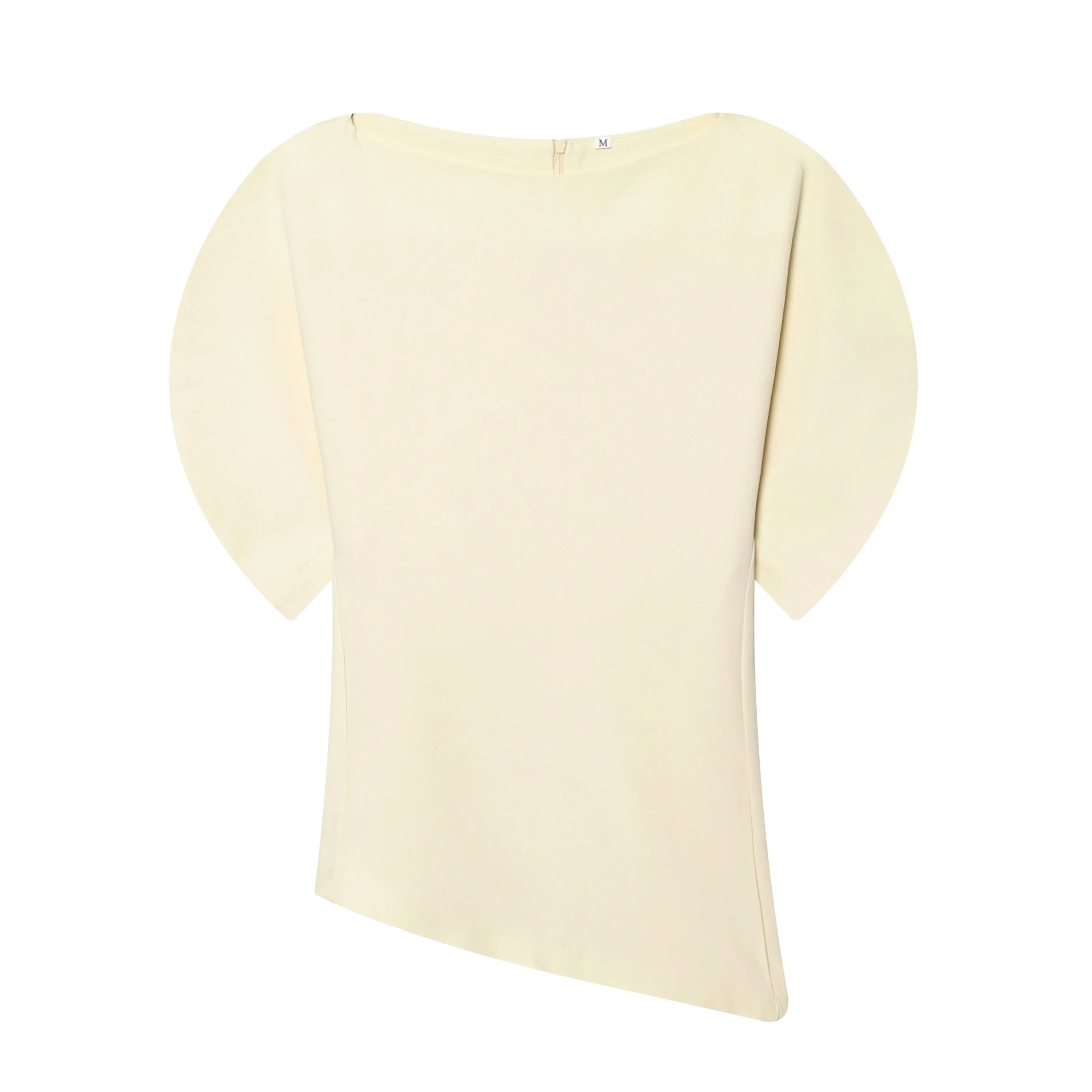 Blouse Noire Vintage Femme – Manches Bouffantes Courtes & Ourlet Asymétrique | Chic Tendance Printemps 2026