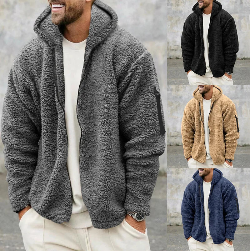 Veste Homme Automne Hiver Polaire Double Face Chaude Capuche Loose Casual Coupe-Vent – Manteau Chaud Tendance Saison Froide | Mode Homme Premium