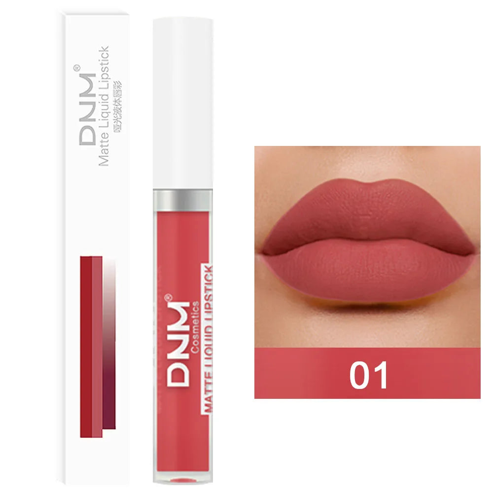 Gloss Velvet Mat DNM 18 Couleurs – Waterproof Longue Tenue | Lip Tint Nude, Rouge & Violet