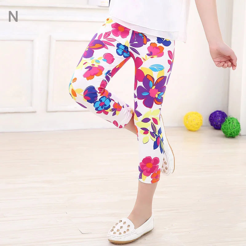 Legging Corsaire Fille Imprimé Fleurs – Pantalon Skinny Stretch Enfant Toutes Tenues 3-10 Ans