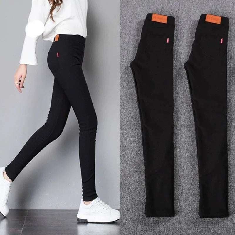 Jean Crayon Femme Noir Slim Stretch Style Coréen Taille Haute Longueur Cheville – Pantalon Denim Élégant Bureau | Automne